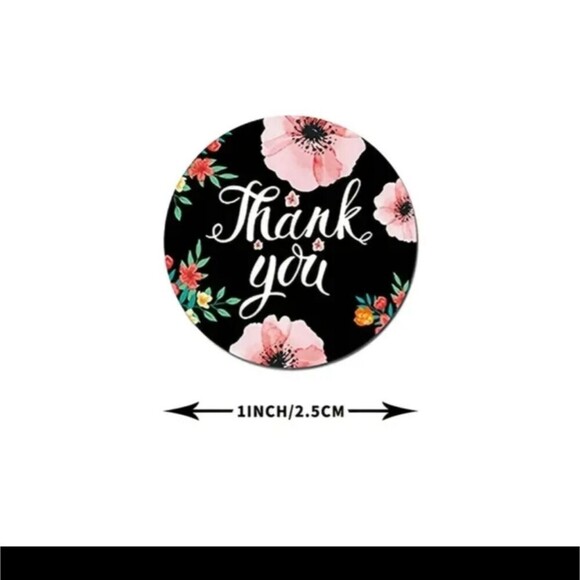 1000 pc floral thank you stickers roll stationary - Picture 4 of 6